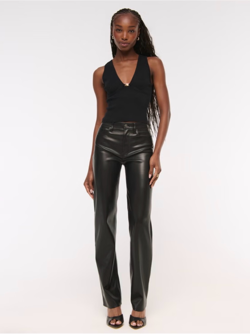 New Abercrombie & Fitch 90's Straight Ultra Hi Rise Pant Vegan Leather 26/2 Long